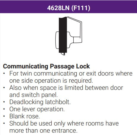 Yale 4628LN Communicating Passage/ Exit Lever